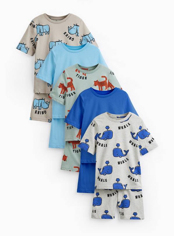 Animal Print Short Sleeve Pyjama Sets 5 Pack 4-5 years